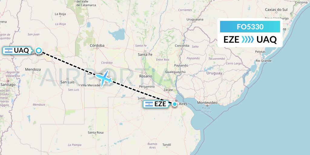 FO5330 Aero Flightops Uk Limited Flight Map: Buenos Aires to San Juan
