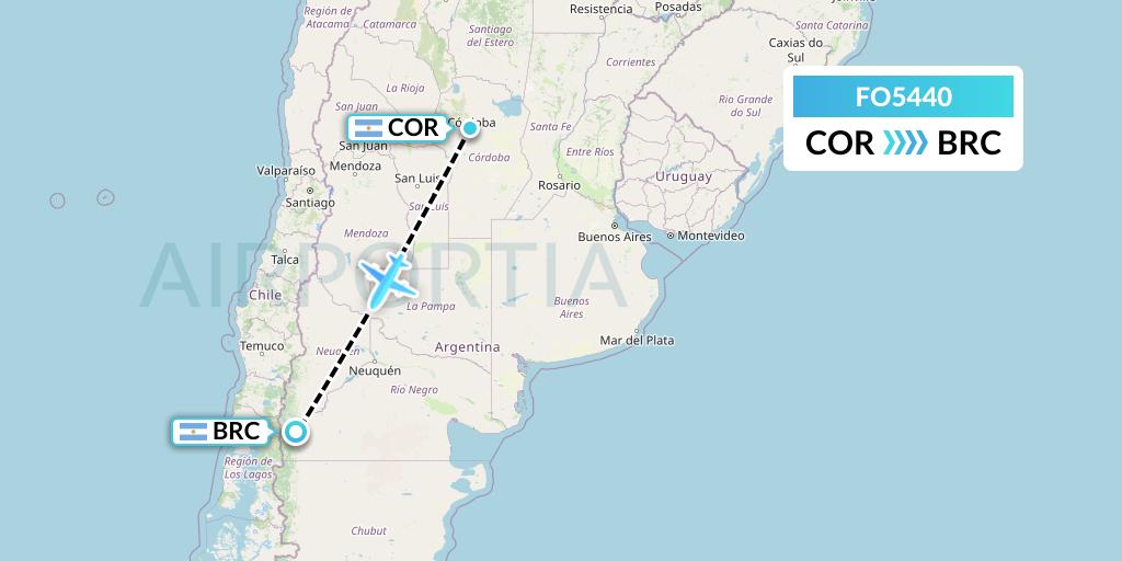 FO5440 Aero Flightops Uk Limited Flight Map: Cordoba to San Carlos de Bariloche