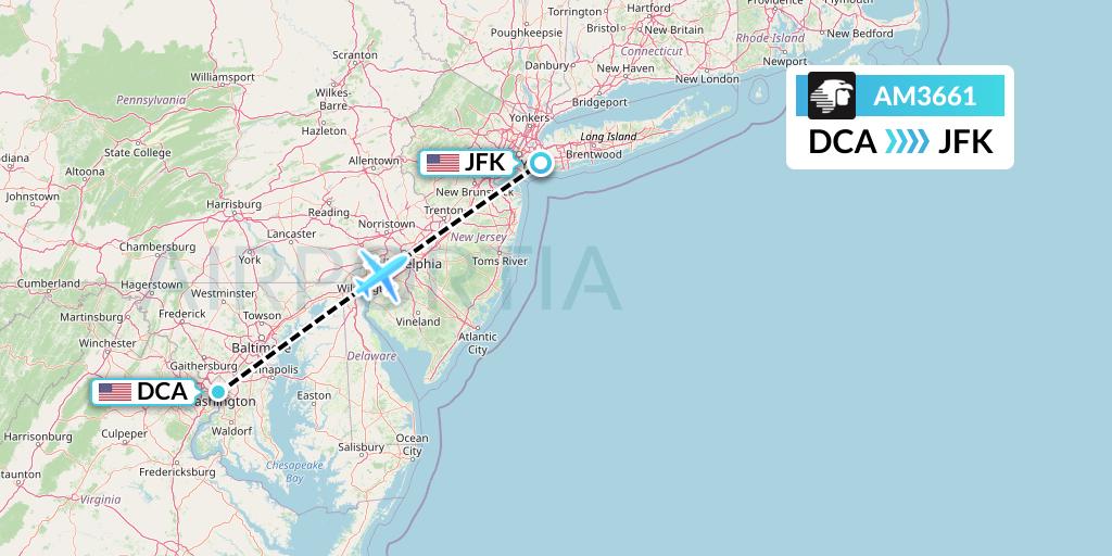 AM3661 Aeromexico Flight Map: Washington to New York
