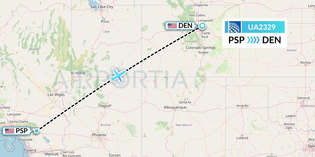 UA2329 United Airlines Flight Map: Palm Springs to Denver