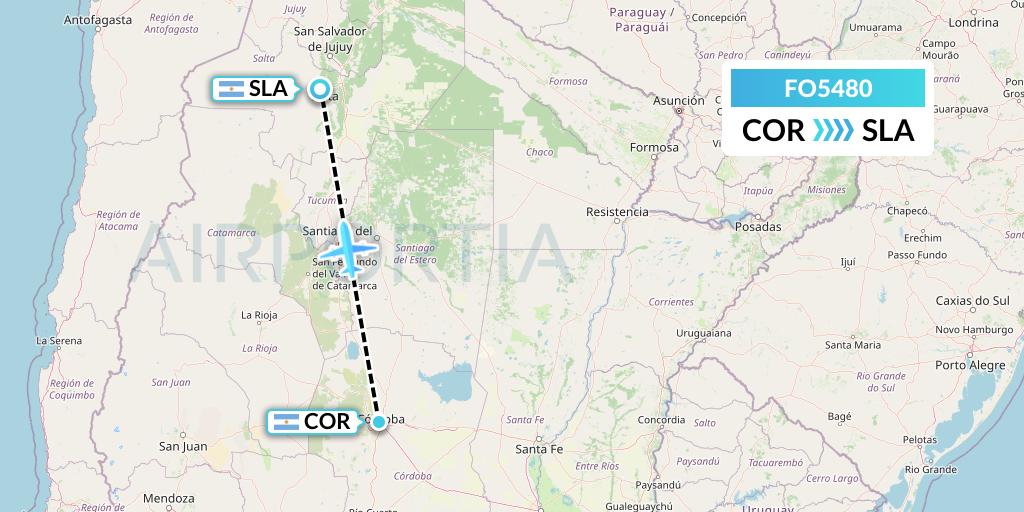 FO5480 Aero Flightops Uk Limited Flight Map: Cordoba to Salta
