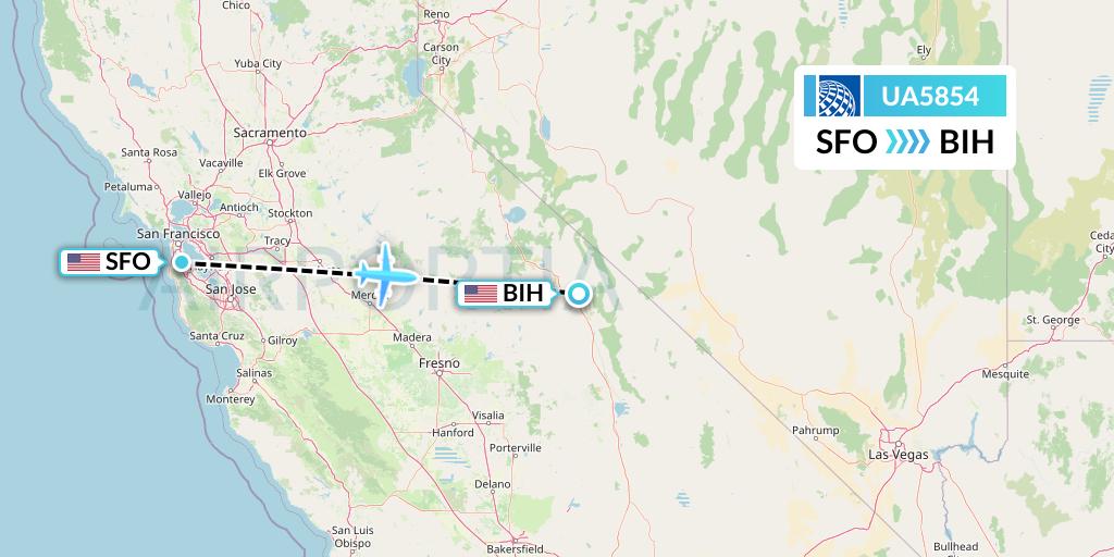UA5854 United Airlines Flight Map: San Francisco to Bishop