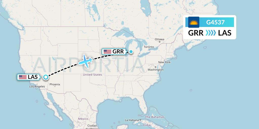 G4537 Allegiant Air Flight Map: Grand Rapids to Las Vegas