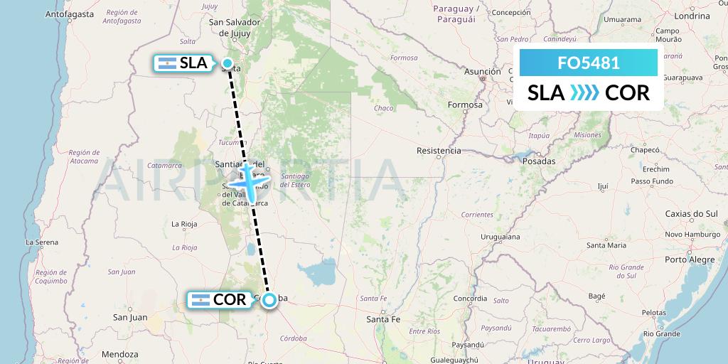 FO5481 Aero Flightops Uk Limited Flight Map: Salta to Cordoba