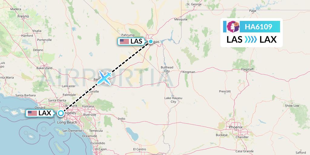 HA6109 Hawaiian Airlines Flight Map: Las Vegas to Los Angeles