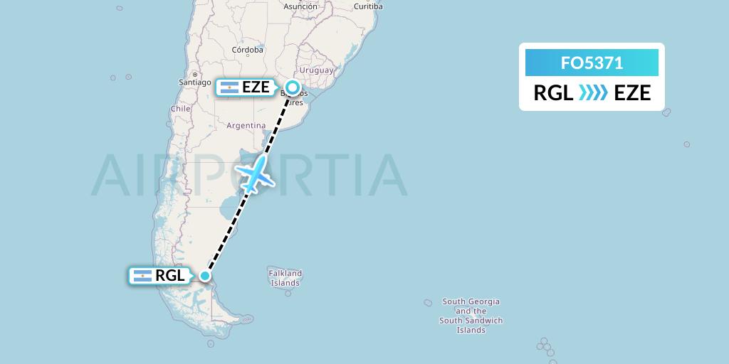 FO5371 Aero Flightops Uk Limited Flight Map: Rio Gallegos to Buenos Aires