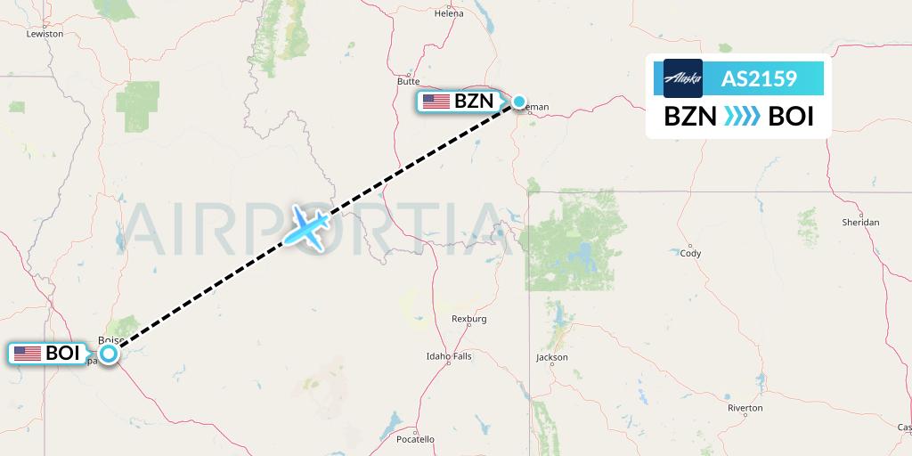 AS2159 Alaska Airlines Flight Map: Bozeman to Boise