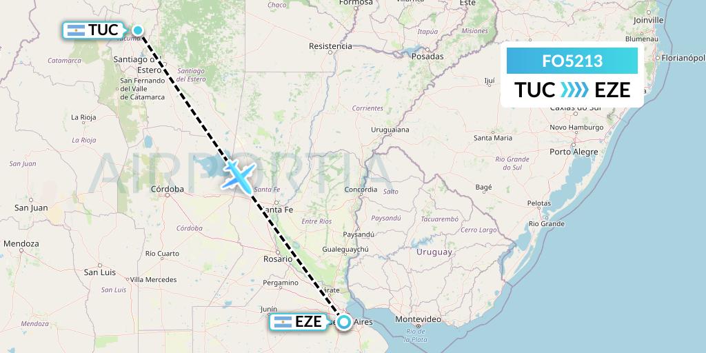 FO5213 Aero Flightops Uk Limited Flight Map: Tucuman to Buenos Aires