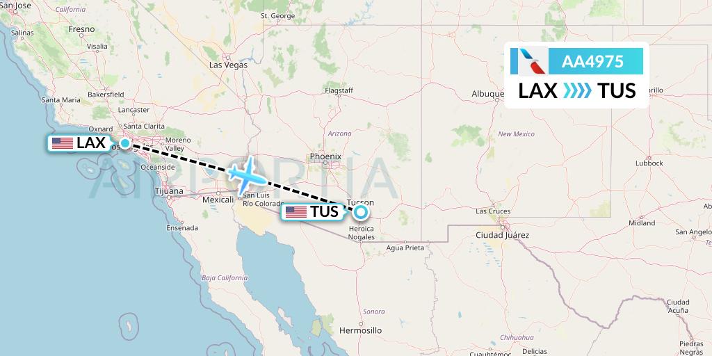 AA4975 American Airlines Flight Map: Los Angeles to Tucson