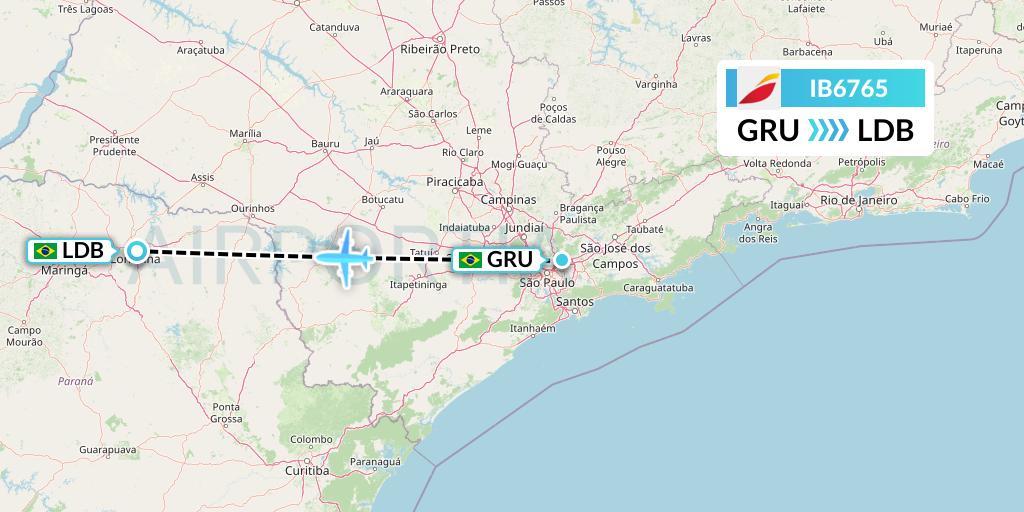 IB6765 Iberia Flight Map: Sao Paulo to Londrina