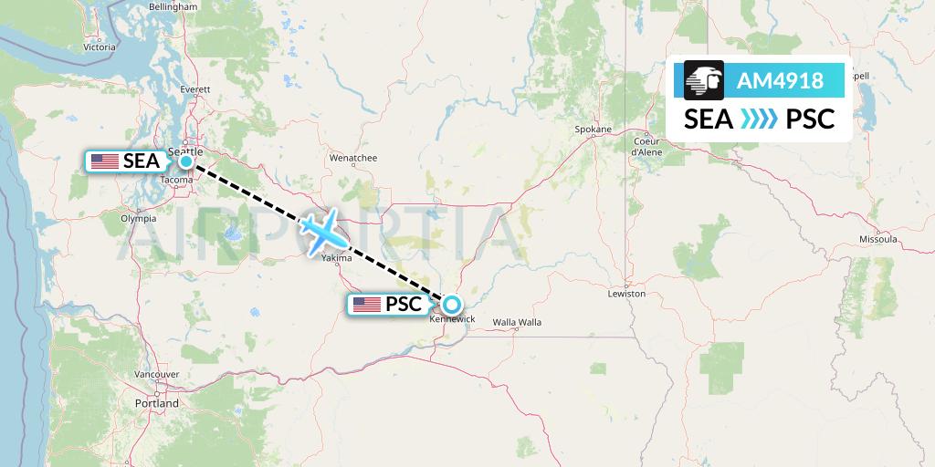 AM4918 Aeromexico Flight Map: Seattle to Pasco