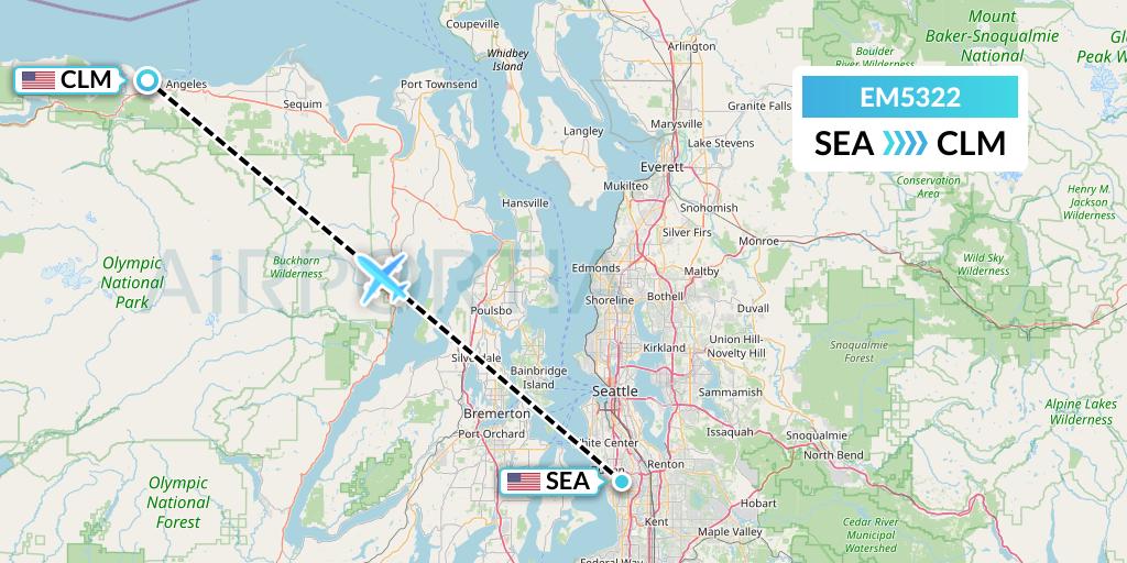 EM5322 Empire Airlines Flight Map: Seattle to Port Angeles