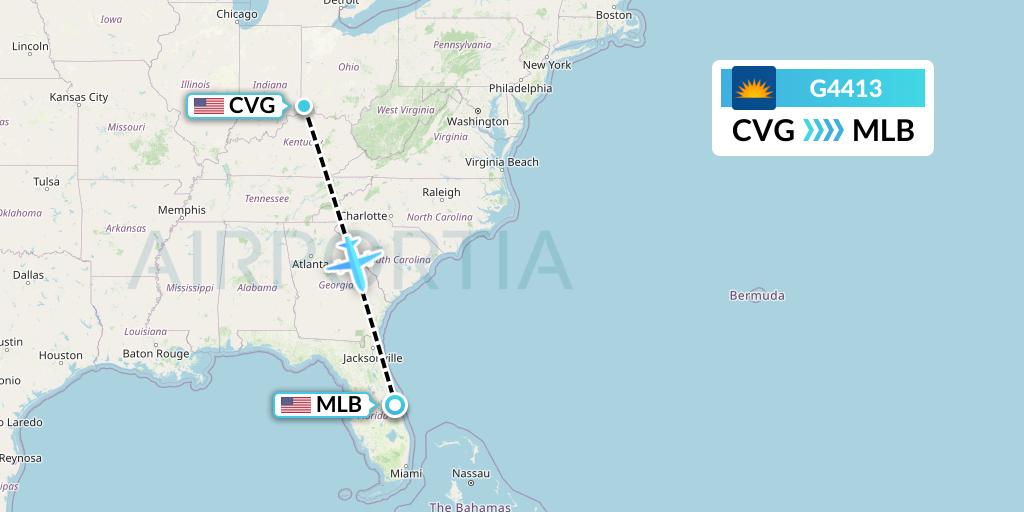 G4413 Allegiant Air Flight Map: Cincinnati to Melbourne