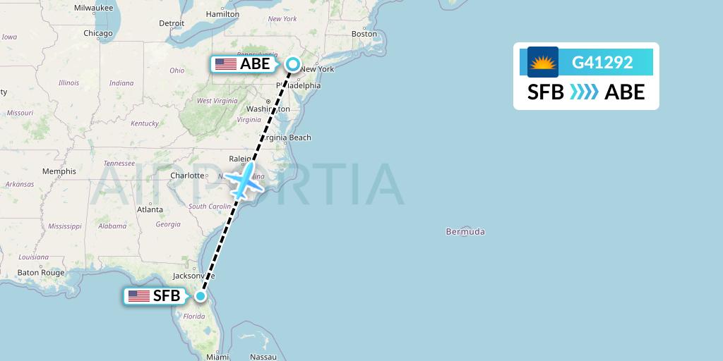 G41292 Allegiant Air Flight Map: Orlando to Allentown