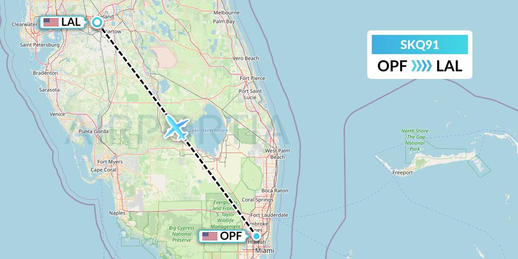 SKQ91 Labcorp Flight Map: Miami to Lakeland