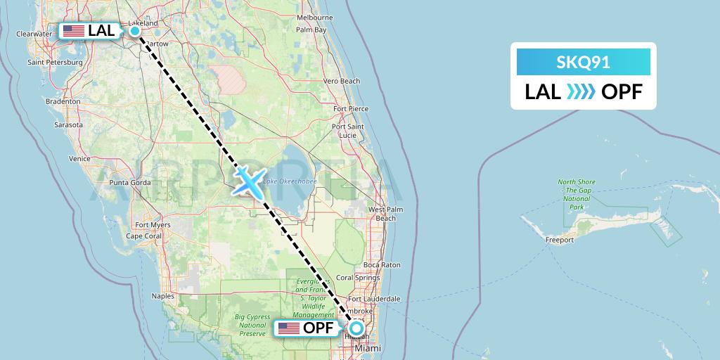 SKQ91 Labcorp Flight Map: Lakeland to Miami