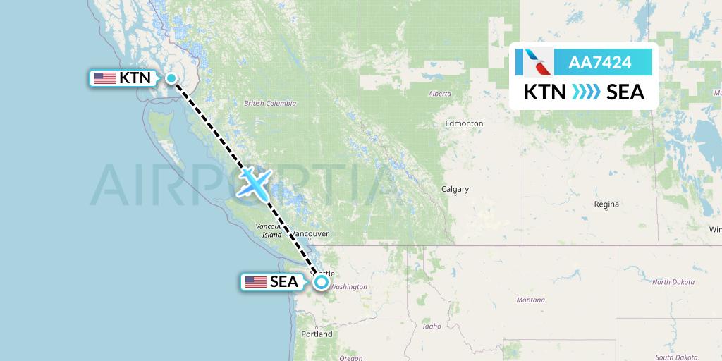 AA7424 American Airlines Flight Map: Ketchikan to Seattle
