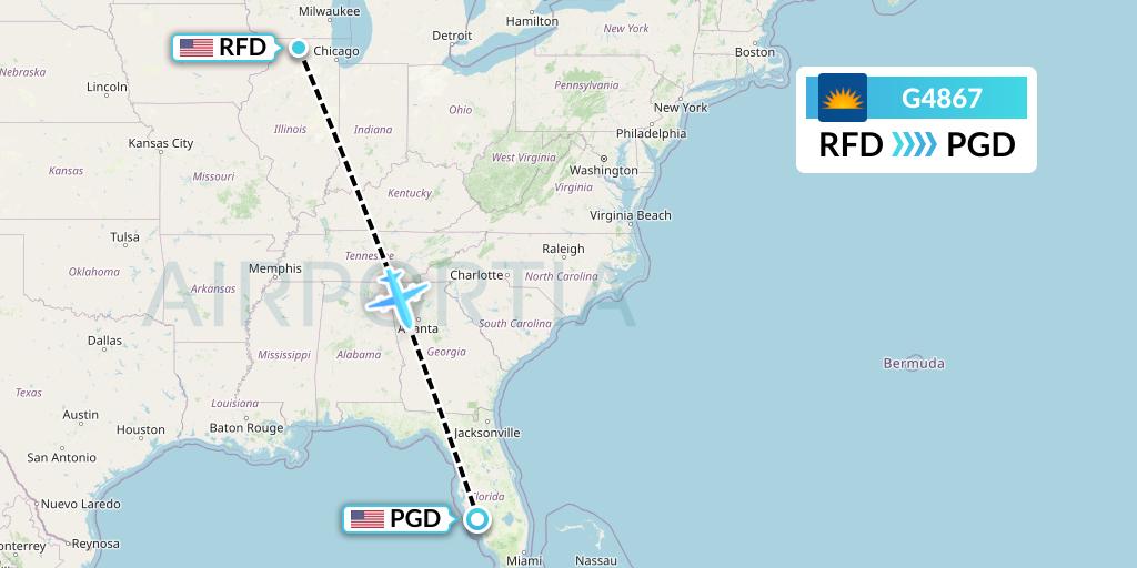 G4867 Allegiant Air Flight Map: Chicago to Punta Gorda