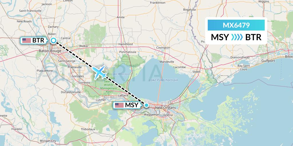 MX6479 Flight Status Breeze Airways: New Orleans to Baton Rouge (MXY6479)