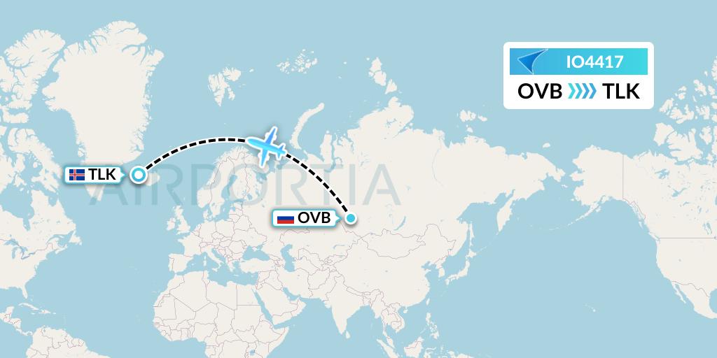 IO4417 IrAero Flight Map: Novosibirsk to Talknafjordur