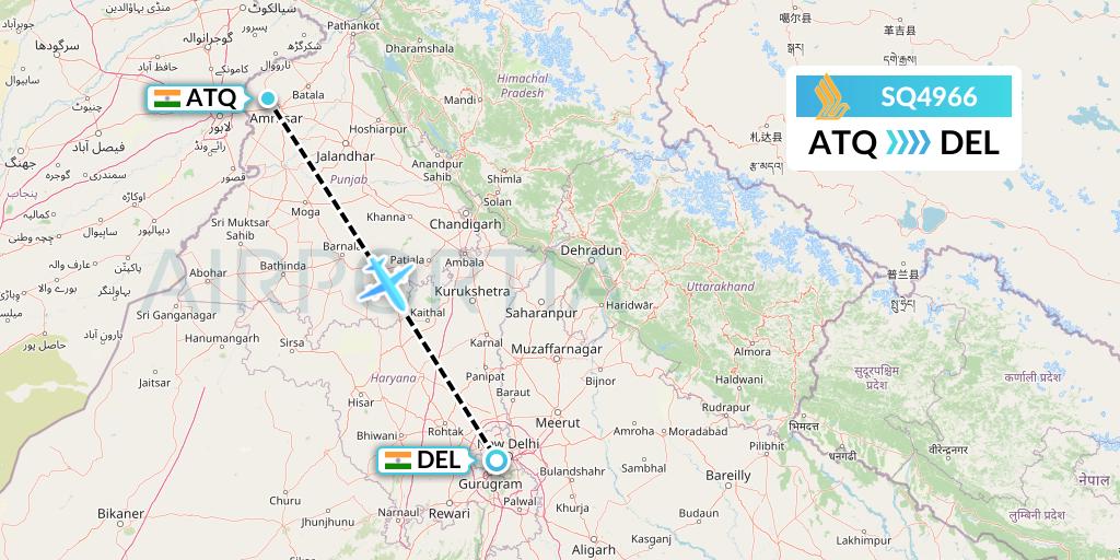 SQ4966 Singapore Airlines Flight Map: Amritsar to Delhi