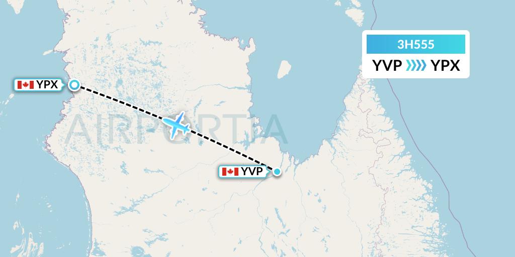 3H555 Air Inuit Flight Map: Kuujjuaq to Puvirnituq