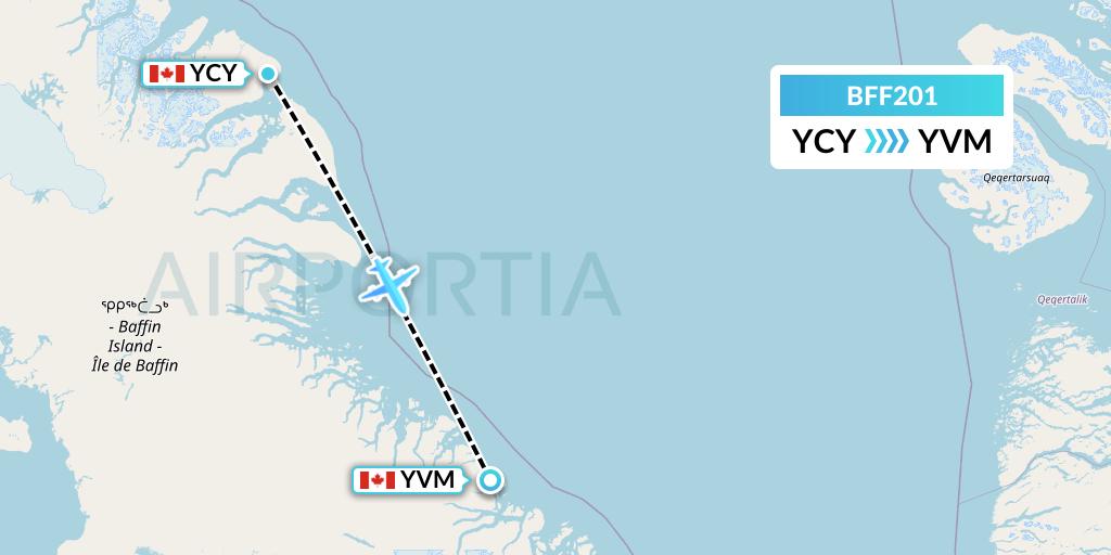 BFF201 Air Nunavut Flight Map: Clyde River to Qikiqtarjuaq