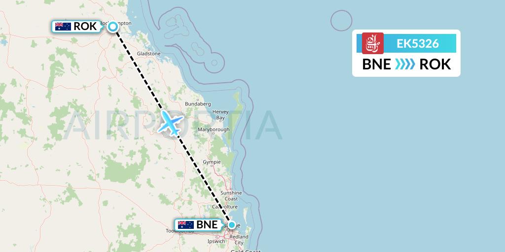 EK5326 Emirates Flight Map: Brisbane to Rockhampton