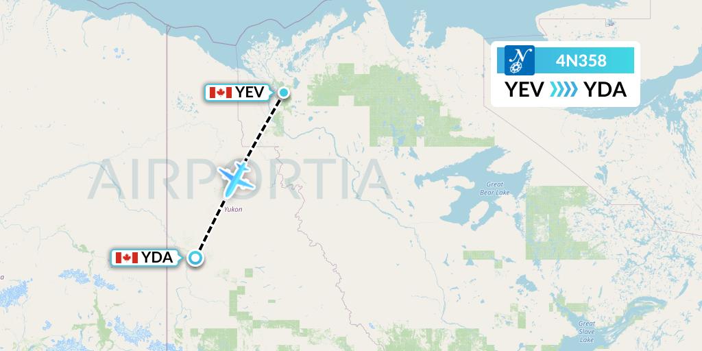 4N358 Air North Flight Map: Inuvik to Dawson City