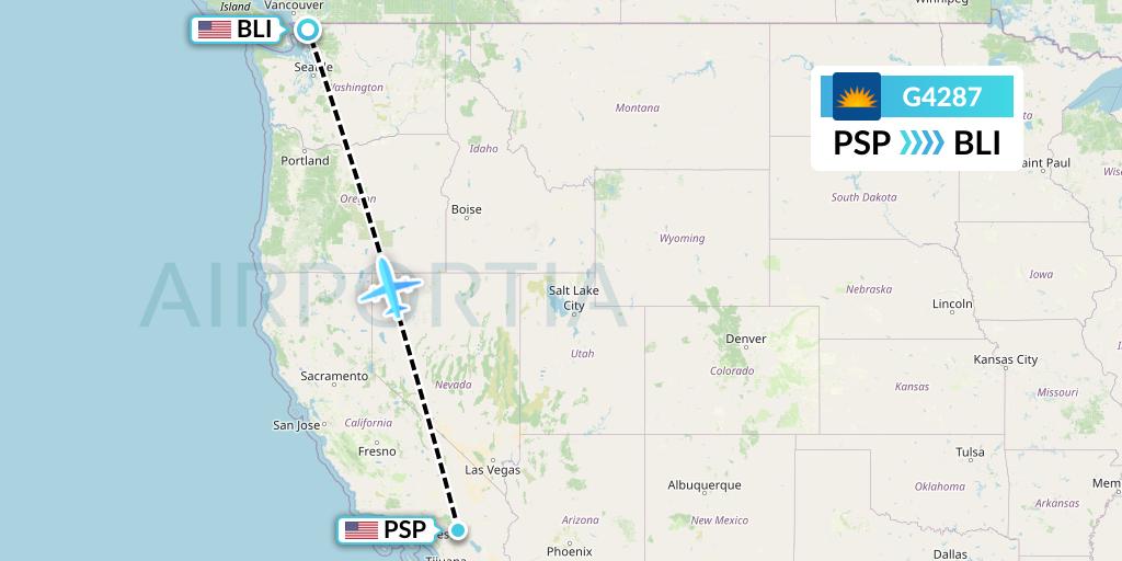 G4287 Allegiant Air Flight Map: Palm Springs to Bellingham