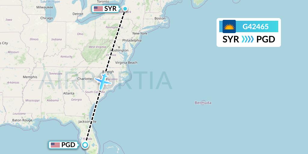 G42465 Allegiant Air Flight Map: Syracuse to Punta Gorda