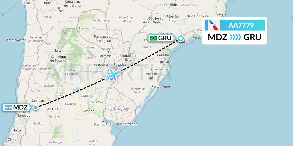 AA7779 American Airlines Flight Map: Mendoza to Sao Paulo