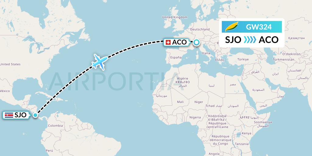 GW324 GetJet Airlines Flight Map: San Jose to Ascona