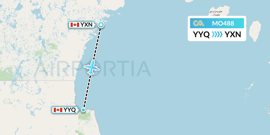 MO488 Calm Air Flight Map: Churchill to Whale Cove