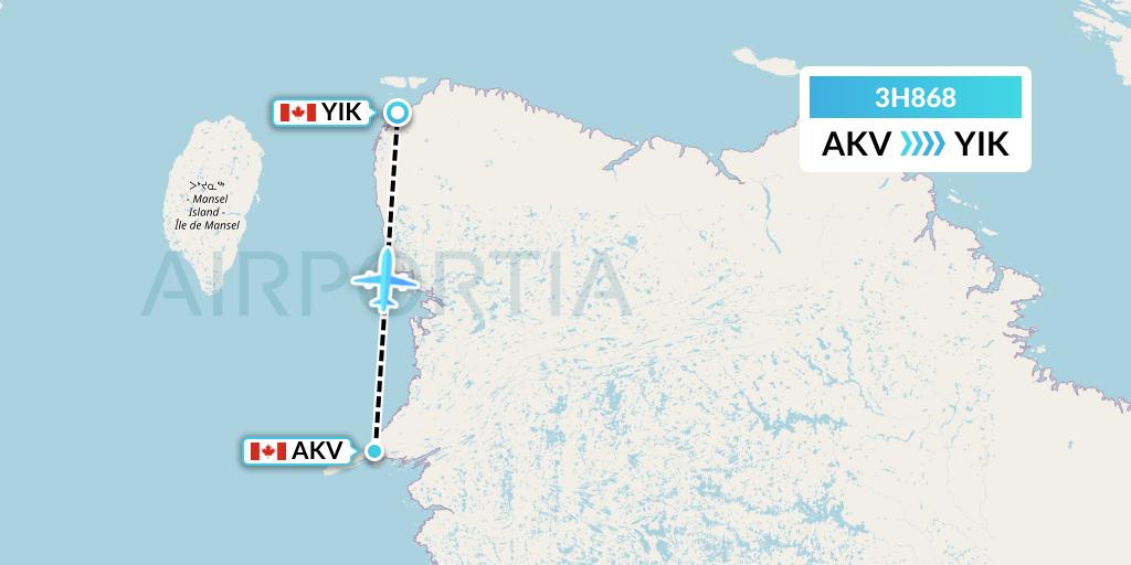 3H868 Air Inuit Flight Map: Akulivik to Ivujivik