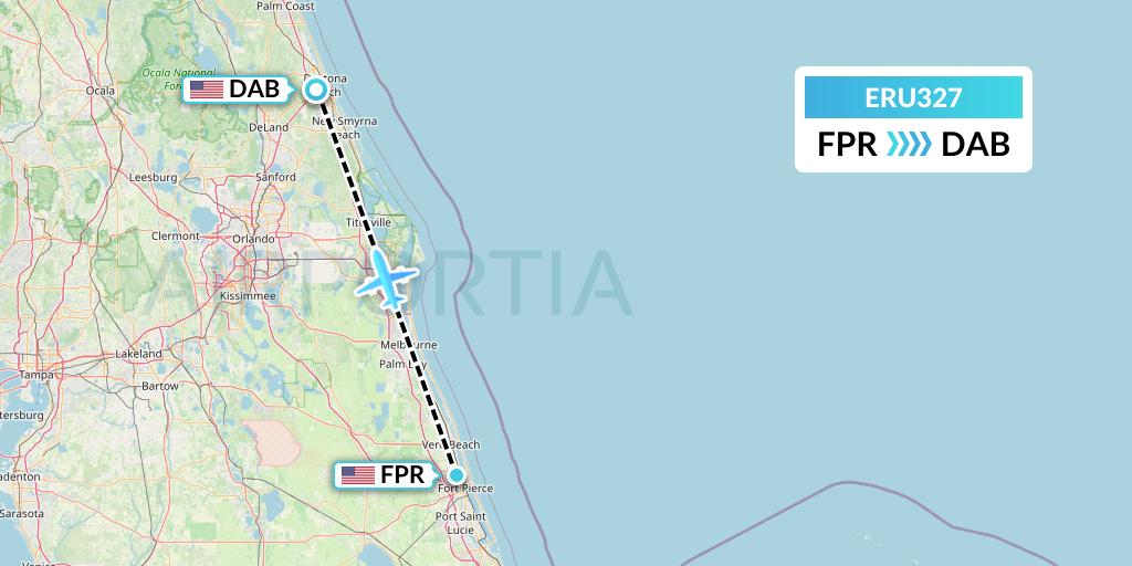 ERU327 Embry-riddle Aeronautical University Flight Map: Fort Pierce to Daytona Beach