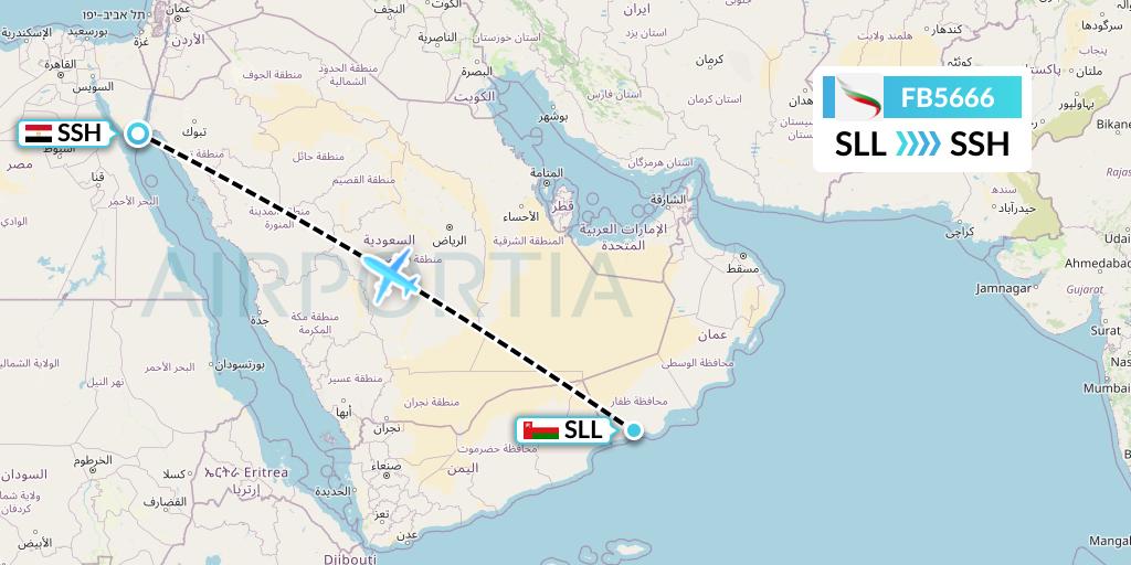 FB5666 Bulgaria Air Flight Map: Salalah to Sharm el-Sheikh