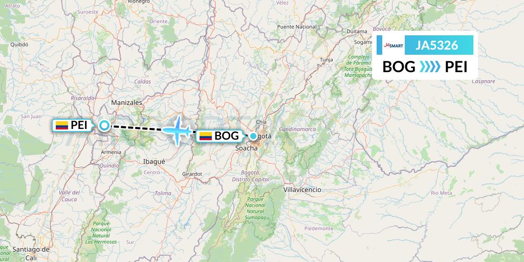 JA5326 JetSMART Flight Map: Bogota to Pereira