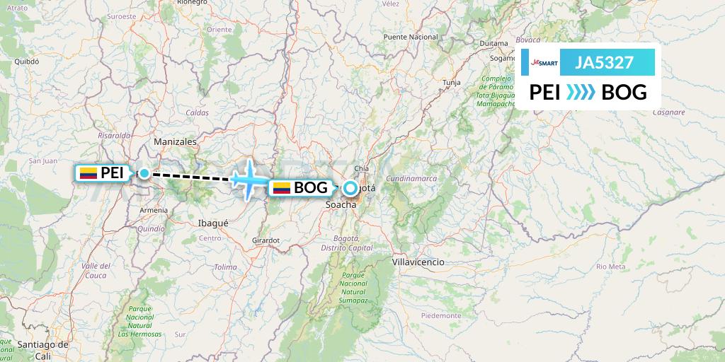JA5327 JetSMART Flight Map: Pereira to Bogota