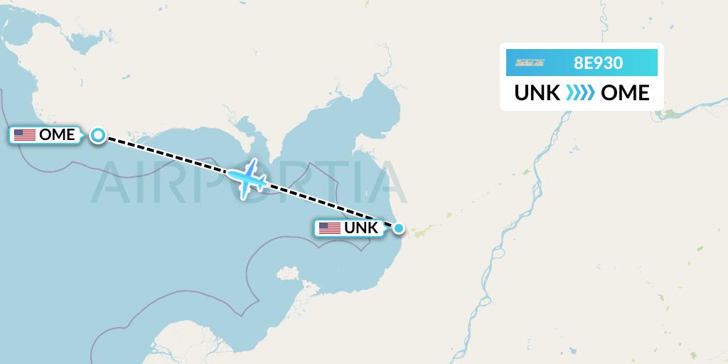 8E930 Bering Air Flight Map: Unalakleet to Nome