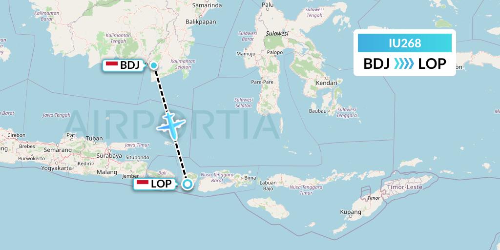 IU268 Pt. Super Air Jet Flight Map: Banjarmasin to Lombok