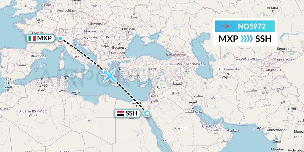 NO5972 Neos Flight Map: Milan to Sharm el-Sheikh