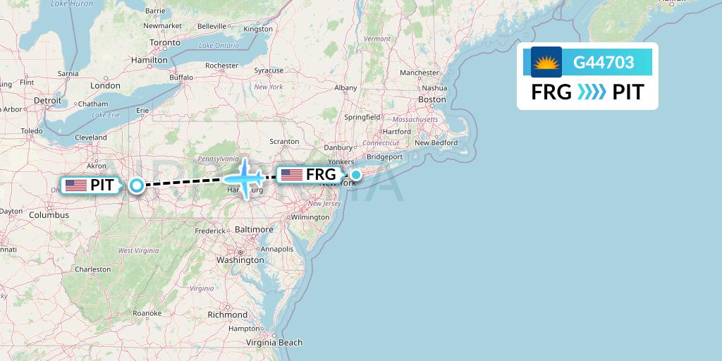 G44703 Allegiant Air Flight Map: Farmingdale to Pittsburgh