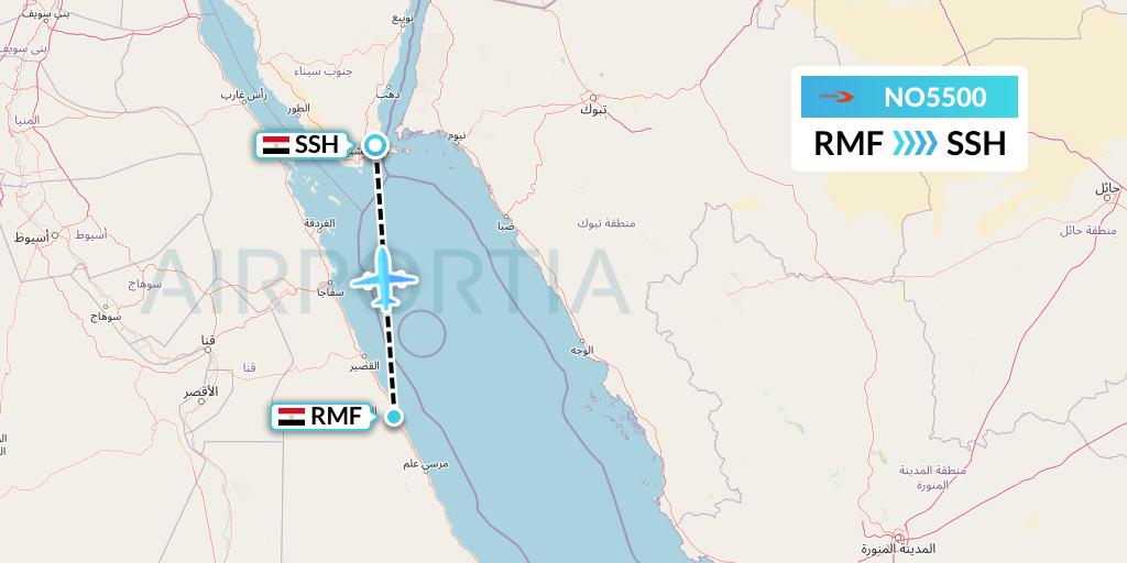 NO5500 Neos Flight Map: Marsa Alam to Sharm el-Sheikh