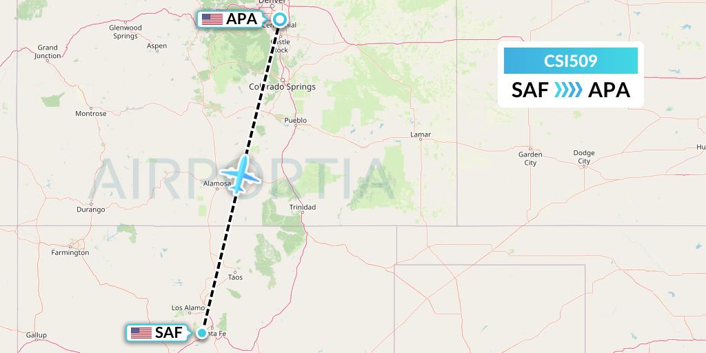 CSI509 Csi Aviation Flight Map: Santa Fe to Denver