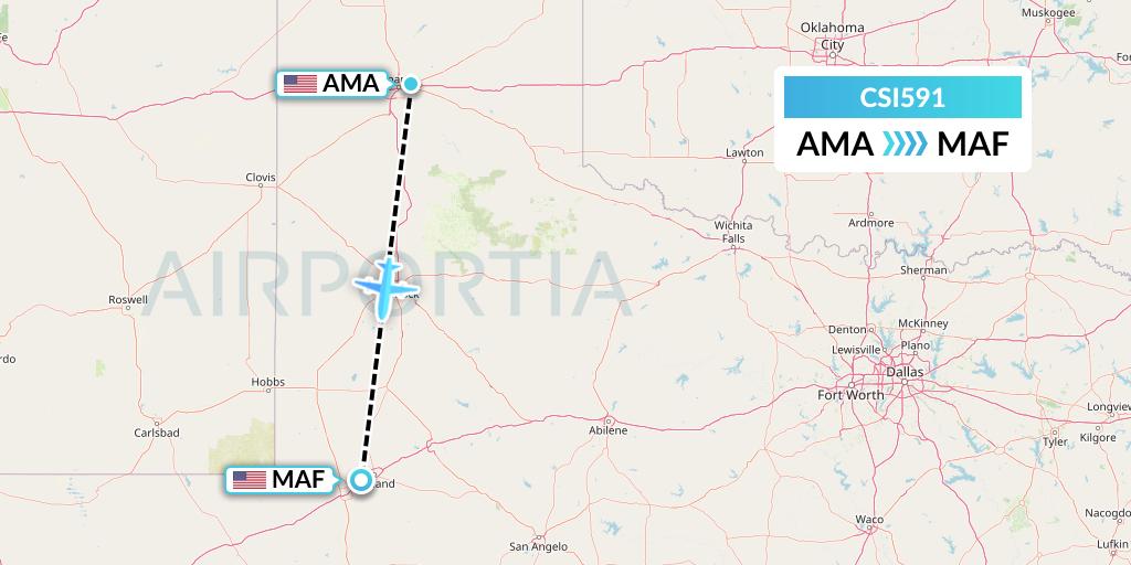 CSI591 Csi Aviation Flight Map: Amarillo to Midland