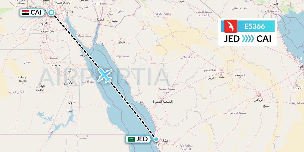 E5366 Air Arabia Egypt Flight Map: Jeddah to Cairo