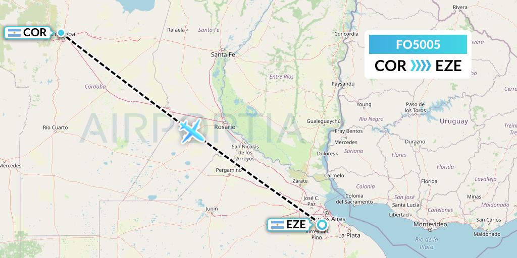 FO5005 Aero Flightops Uk Limited Flight Map: Cordoba to Buenos Aires