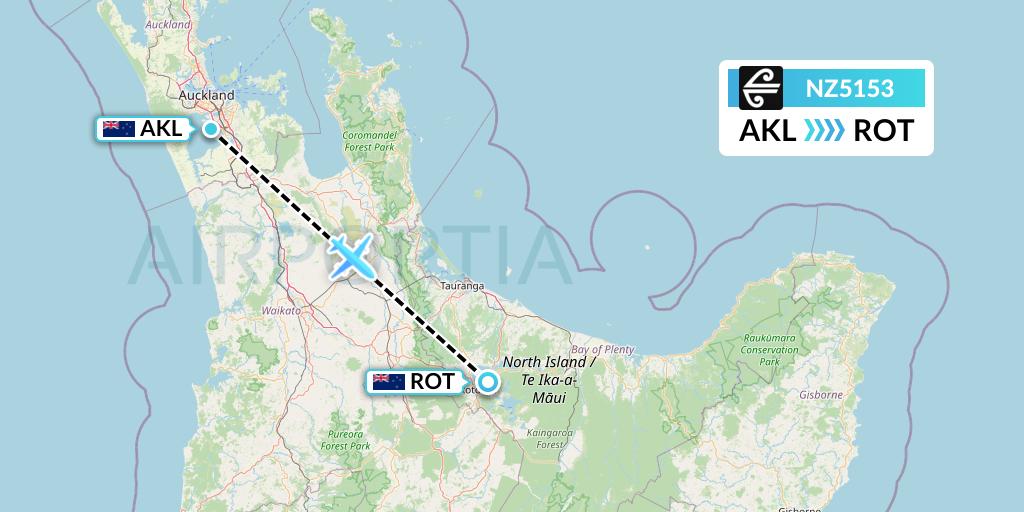 NZ5153 Air New Zealand Flight Map: Auckland to Rotorua