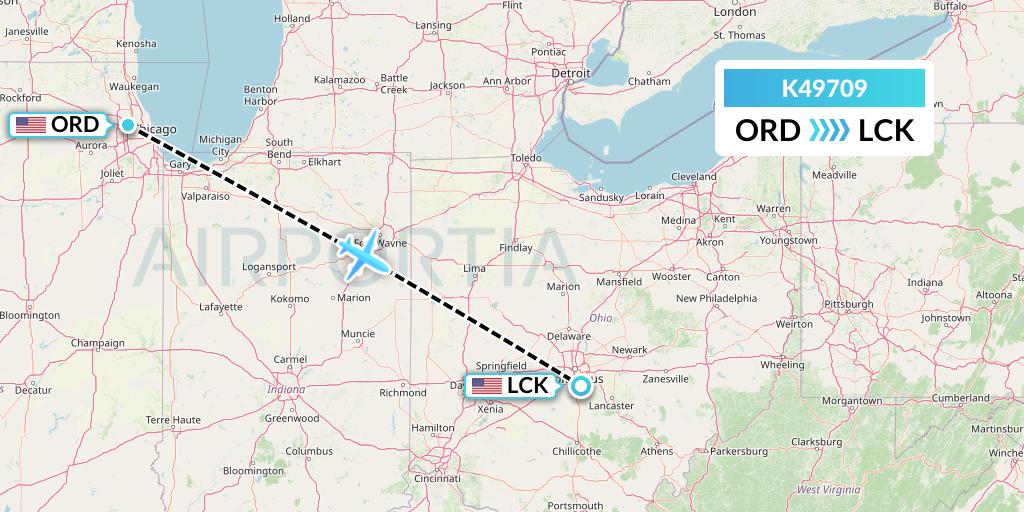 K49709 Kalitta Air Flight Map: Chicago to Columbus